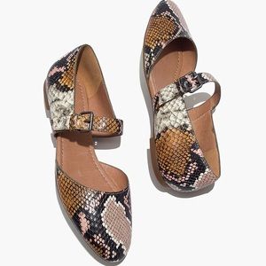 The Alina Mary-Jane Flat in Snake Embossed Leather